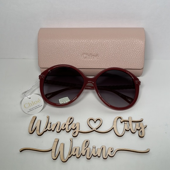 NWT Authentic Chloe Full Rim Round Sunglasses- Pink - Picture 2 of 10
